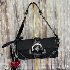 Y2K Vintage Black Coach Soho Flap Signature canvas shoulder bag